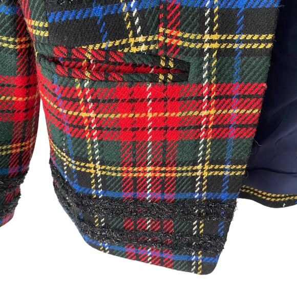 J. Crew Tartan Festive Stewart Wool Blend Red Going Out Blazer size 0 - Picture 5 of 9